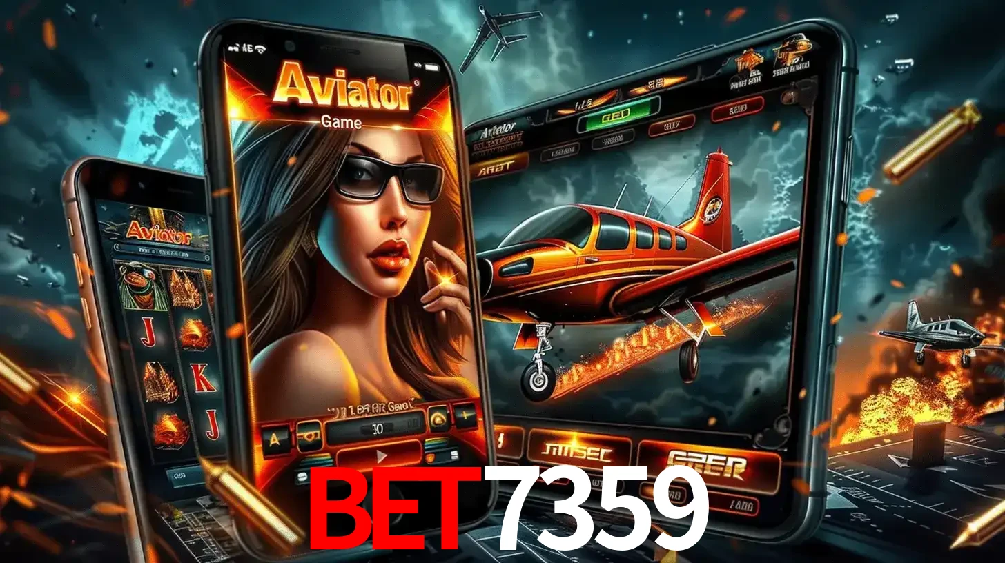O popular jogo de apostas Aviator exibido em vários celulares e tablets, mostrando a interface emocionante e a ação de voo disponíveis para jogar agora no BET7359.