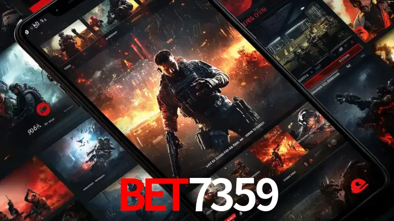 Tela de um celular exibindo uma galeria de jogos de tiro com temática militar, mostrando a variedade de e-sports disponíveis para apostas na plataforma de entretenimento BET7359.