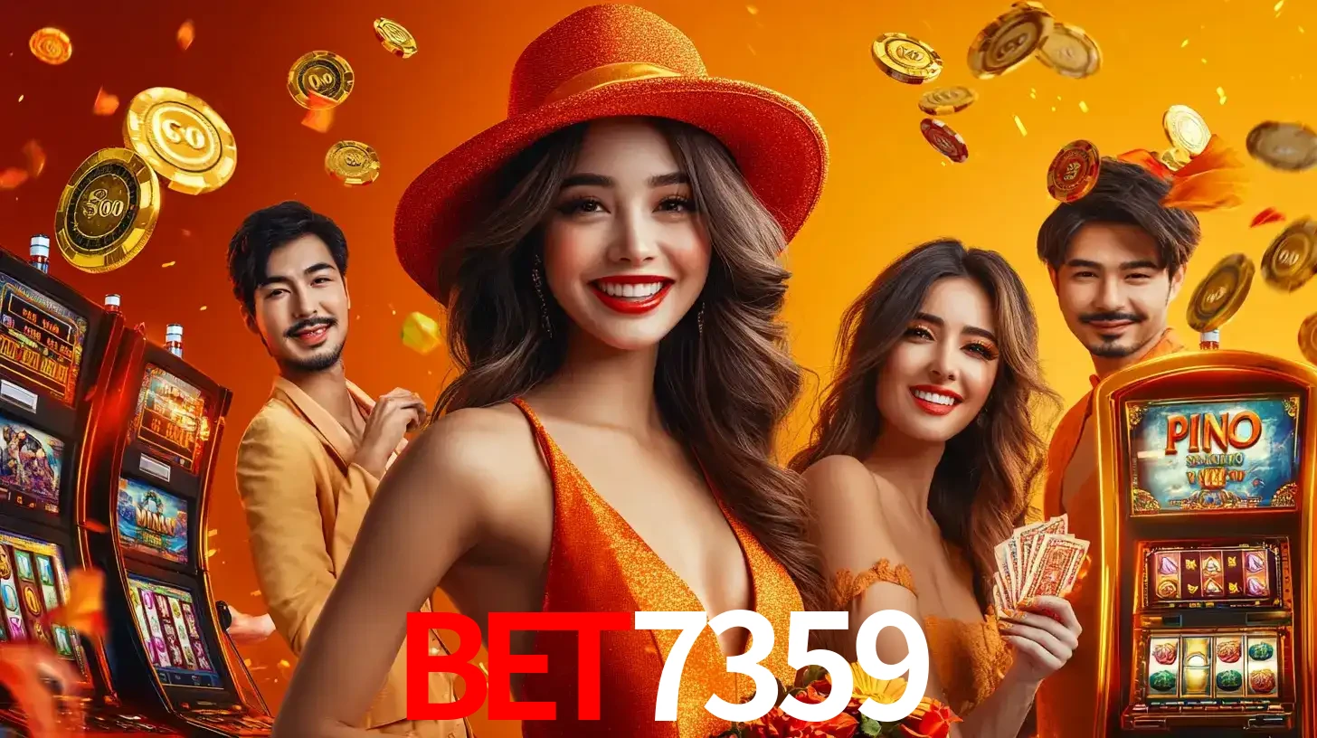 Grupo de amigos asiáticos sorrindo e se divertindo com máquinas de caça-níqueis em um ambiente festivo, celebrando suas vitórias nos jogos de cassino do BET7359.